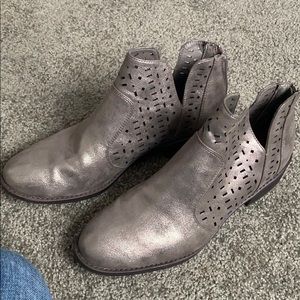 Steel grey metallic booties